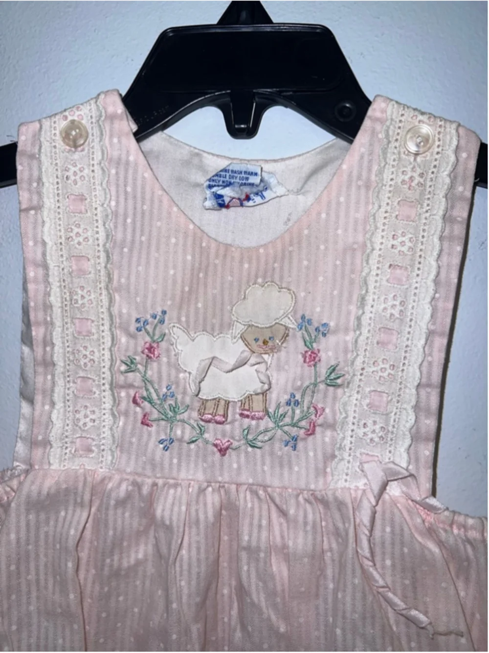 VTG Baby F.L. Kids Pink & White Striped Lamb Bodysuit 6 Months
